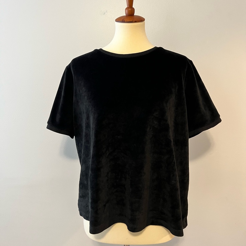 A New Day Black Velour Short-Sleeved Top